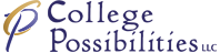 A green banner with the words college possibilities written in purple.